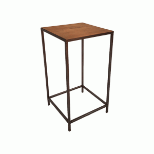 Stalen statafel met houten inlegblad