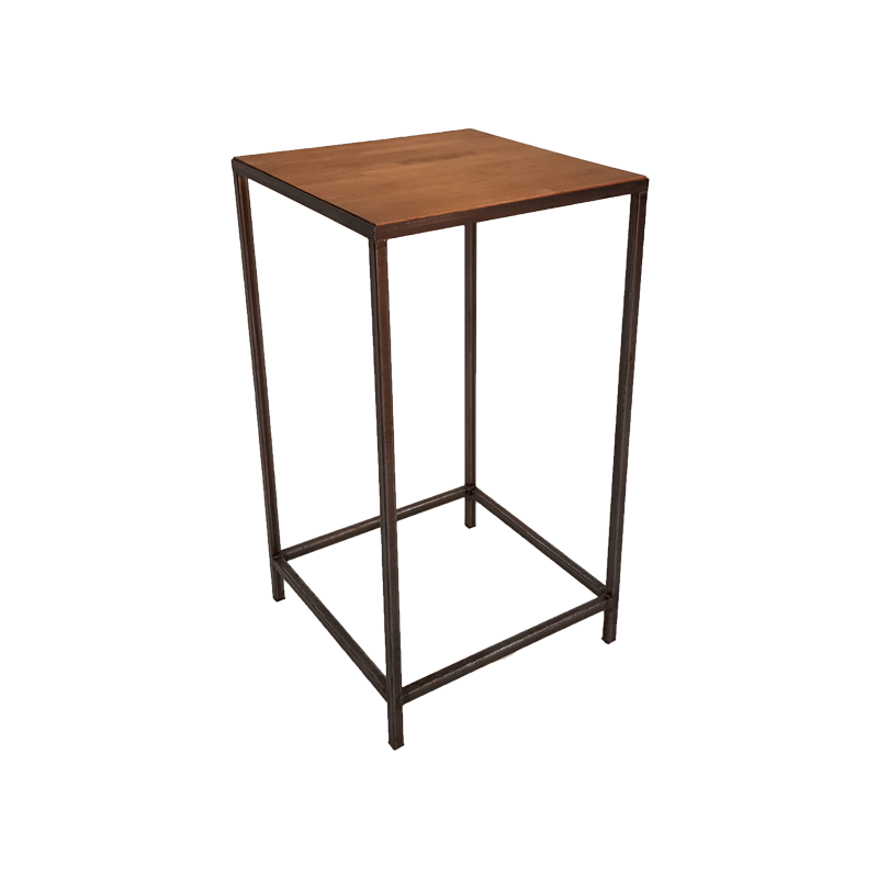 Stalen statafel met houten inlegblad